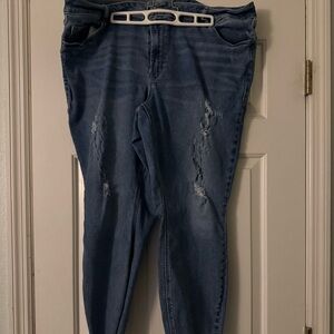 Old Navy Women's Distressed Skinny Jeans - Blue